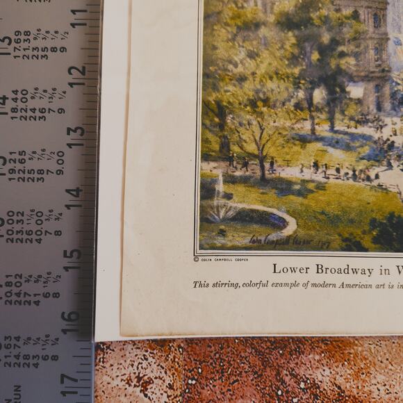 1918 Lower Broadway in Wartime Colin Campbell Cooper Antique Magazine Page Print - Picture 9 of 12